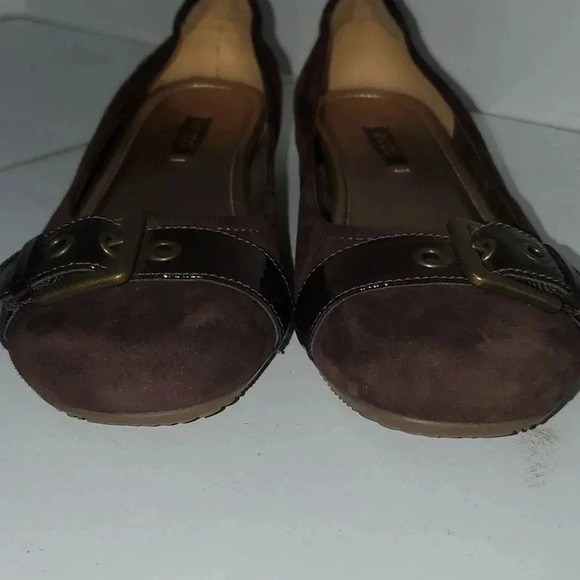ECCO BUCKLE BALLERINA FLATS SUEDE COFFEE ESPRESSO BROWN WOMENS 37 - Picture 3 of 14